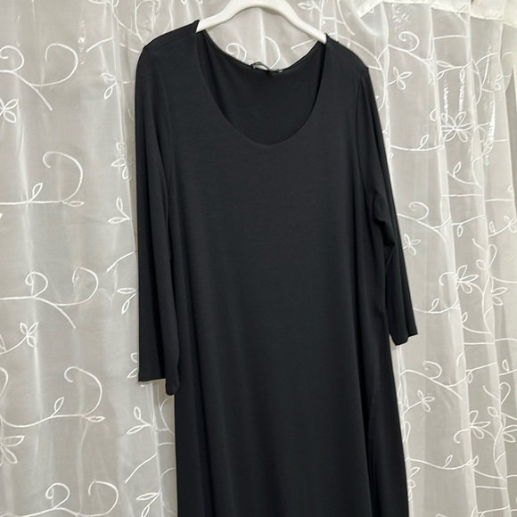 Eileen Fisher Dresses & Skirts - Eileen Fisher size medium black dress faux wrap midi.